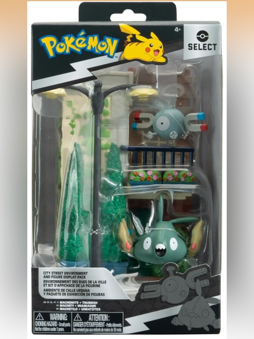Pokemon Select City Street Environment Figure Pack Magnemite Trubbish NEW